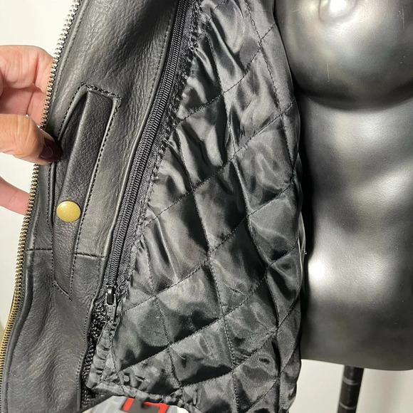 Boutique Of Leathers Leather Motorcycle Jacket Black Zip Out Lining Size Small - Picture 8 of 12